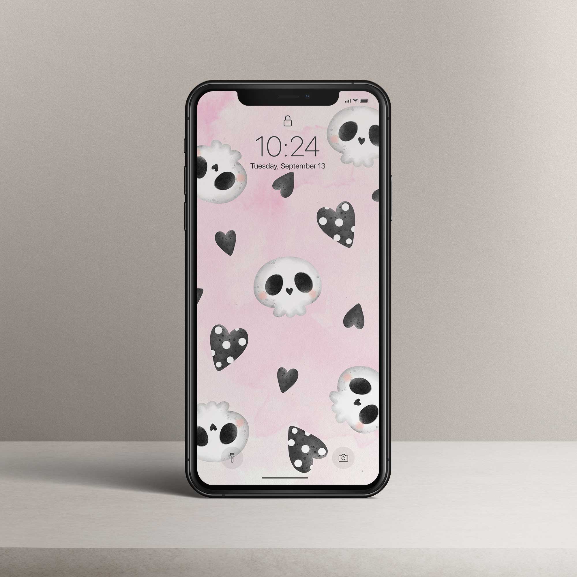 Phone Wallpaper “Skulls & Hearts”